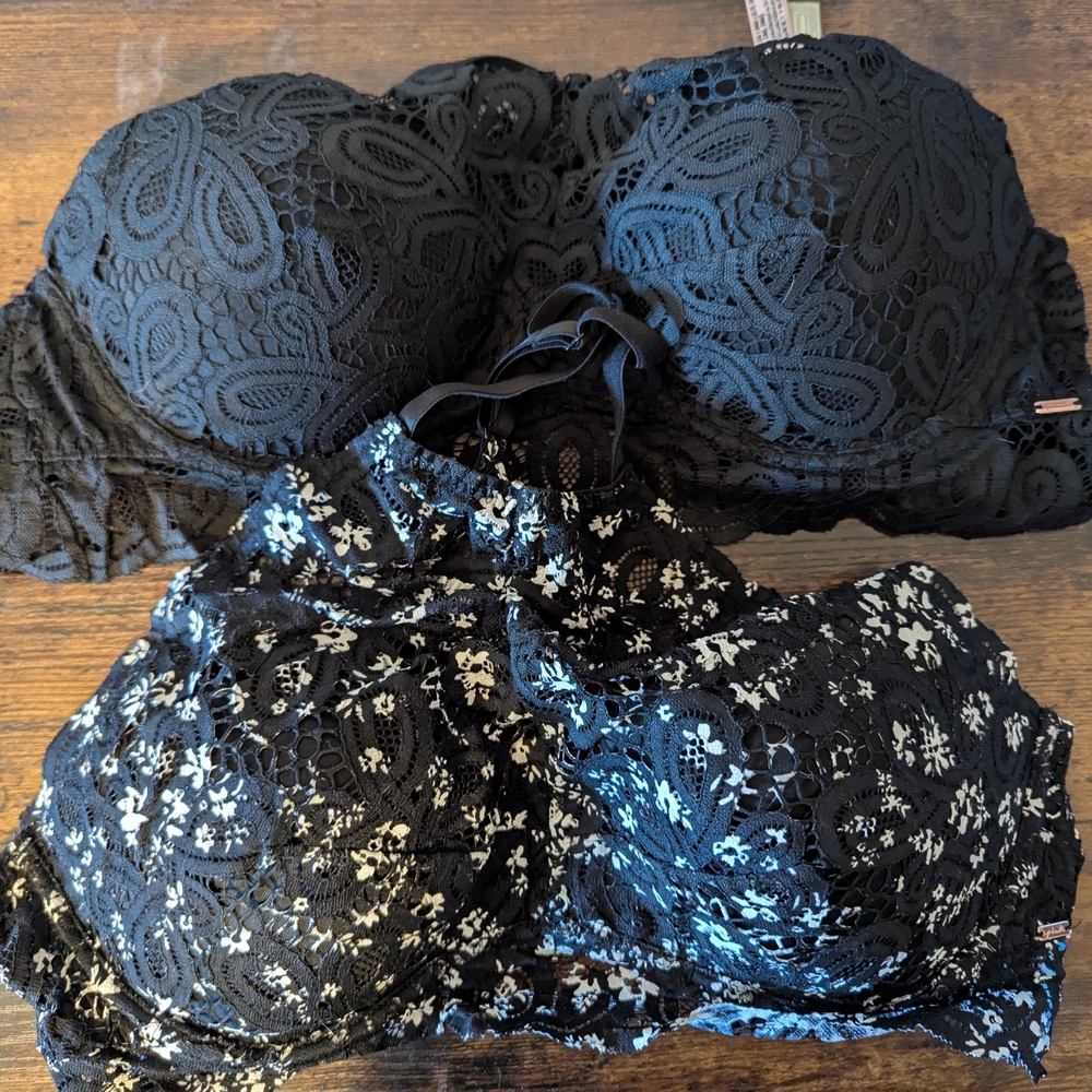 PINK Victoria's Secret Black and White Lace Bras